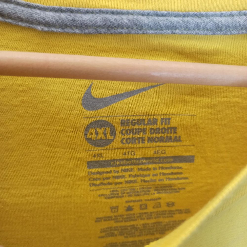 Nike Shirt Men 4XLarge Yellow Boat Neck Short Sleeve JUST DO IT Logo Regular Fit - Picture 3 of 6